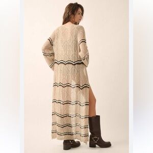 PROMESA diamond days Striped crochet duster cardigan Size Small